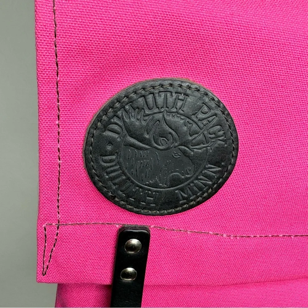 Duluth Pink Canvas Pack Sack Black Leather Trim Handcrafted in USA Rare Color